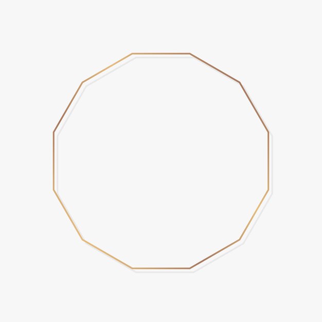 Polygon gold frame on white background