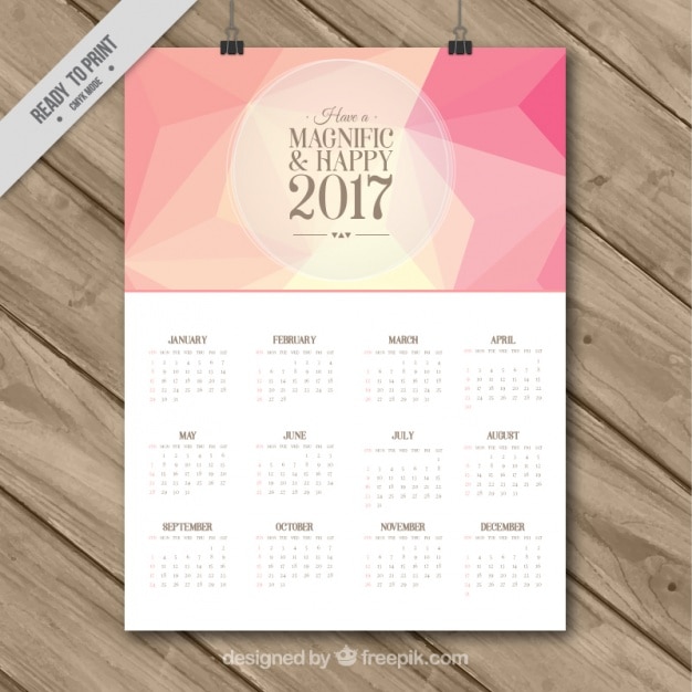 Polygonal 2017 calendar template