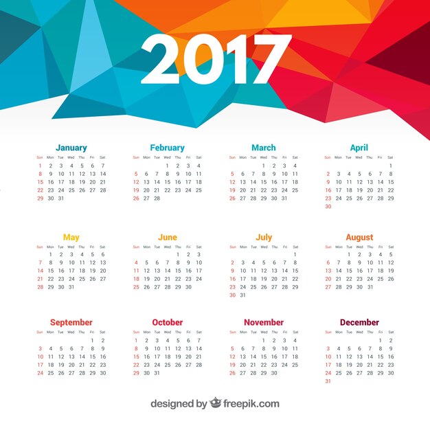 ブルー多角2017年カレンダー