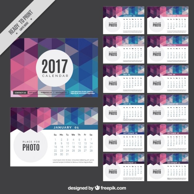 Polygonal 2017 new year calendar