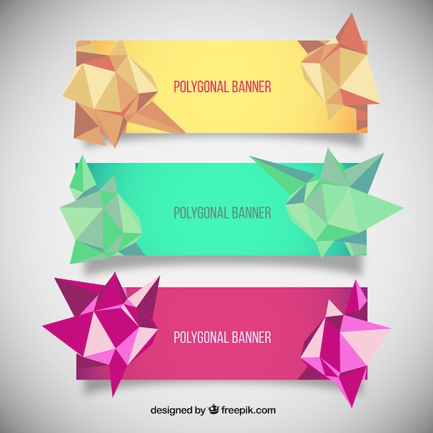 Free vector polygonal banners in colorful style