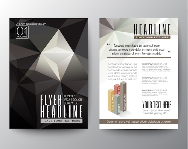 Free vector polygonal black brochure