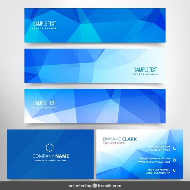 Polygonal blue business stationery