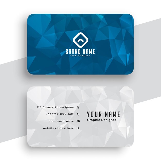 Многоугольный синий современный готовый шаблон визитной карточки