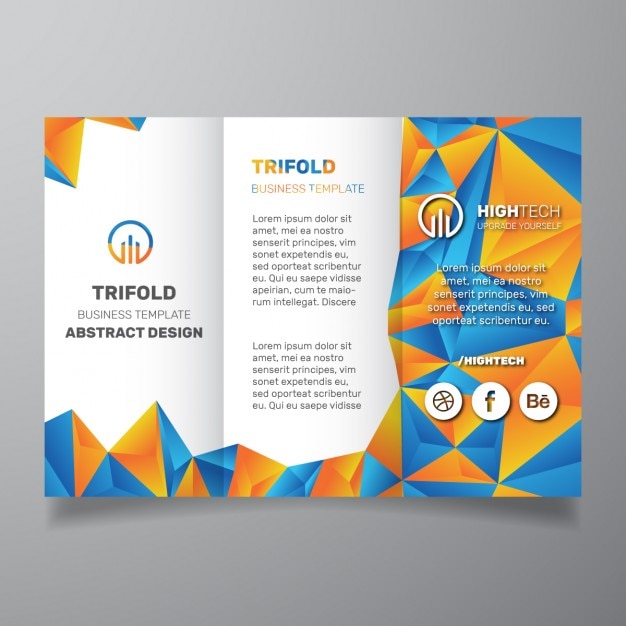 Polygonal brochure, blue and orange