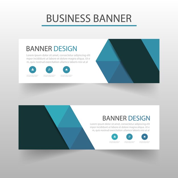 Polygonal business banner with blue shapes