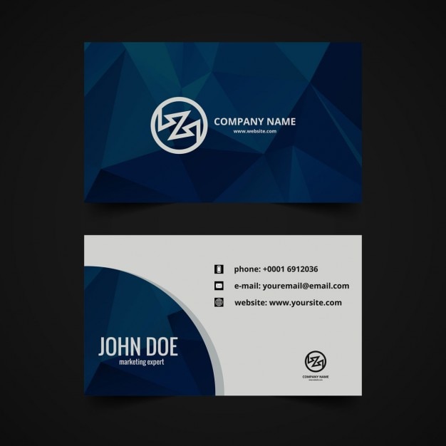 Polygonal business card in dark blue