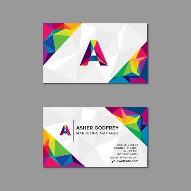Free vector polygonal business card in multiple colors