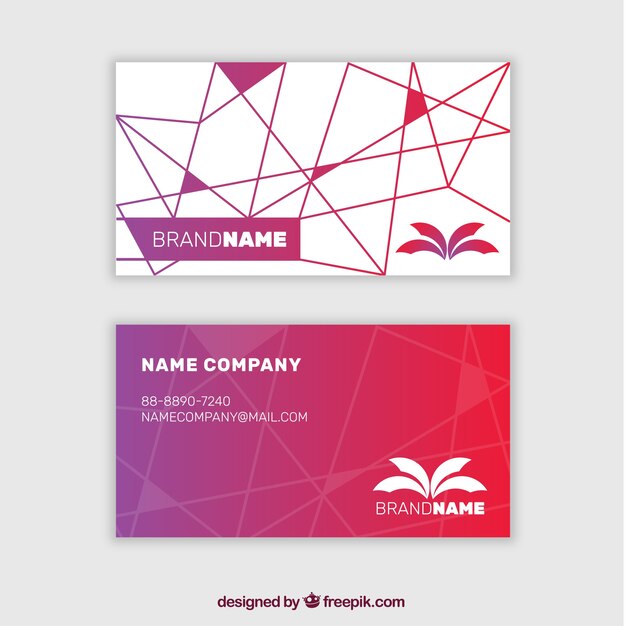 Polygonal business card in pink tones