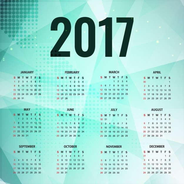 Vettore gratuito anno nuovo disegno 2017 del calendario