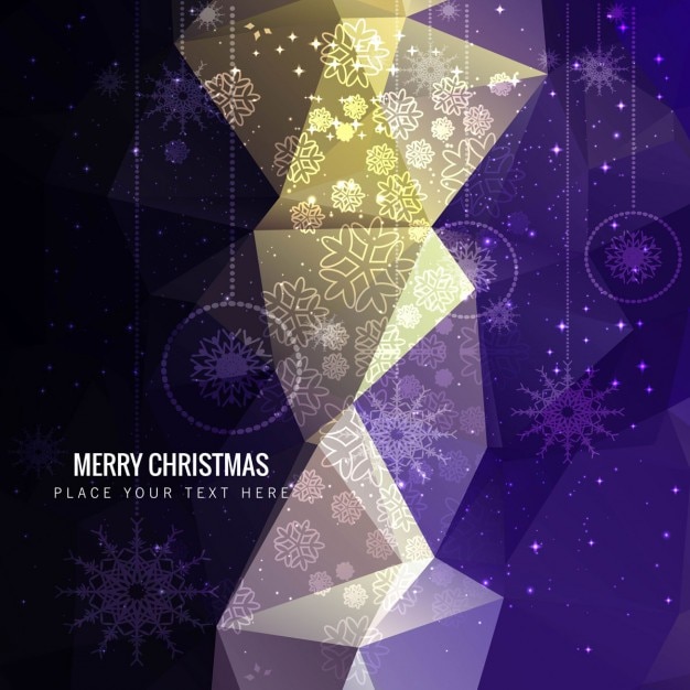 Free vector polygonal christmas background in purple tones