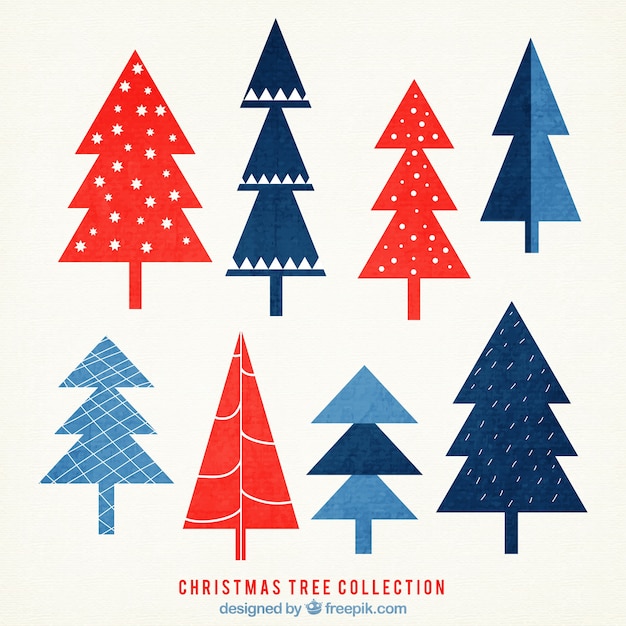 Free vector polygonal christmas tree set