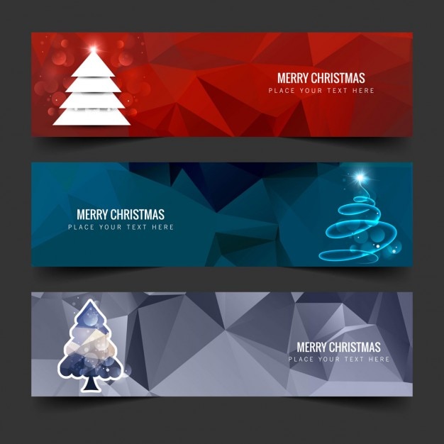 Polygonal chrsitmas tree banners