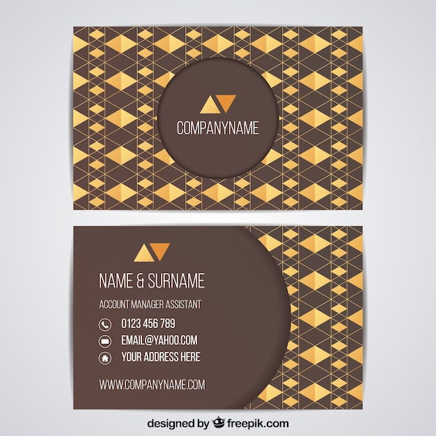 Полигональная корпоративная карточка в коричневых тонах