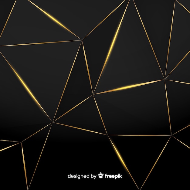 Бесплатное векторное изображение Многоугольный темный и золотой фон