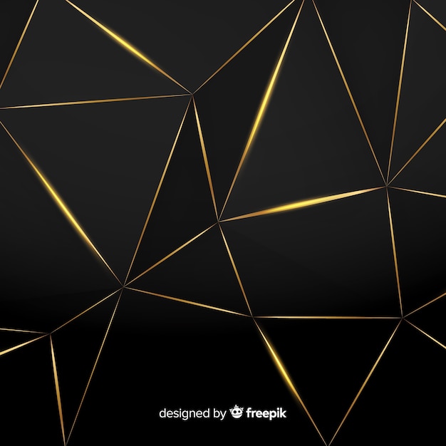 Free vector polygonal dark and golden background