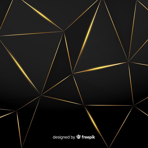 Polygonal dark and golden background