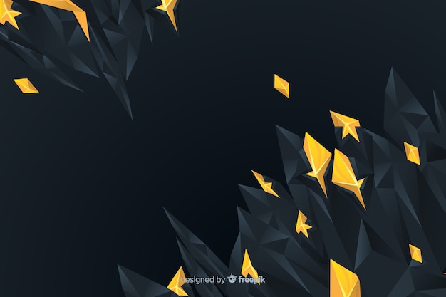 Free vector polygonal dark and golden background