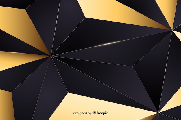 Free vector polygonal dark and golden background