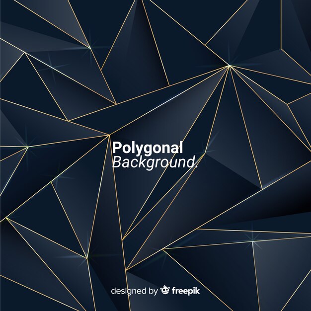 Polygonal dark and golden background