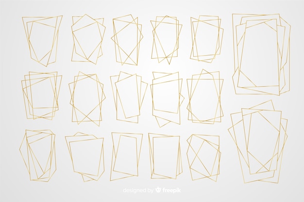 Free vector polygonal golden frame collection