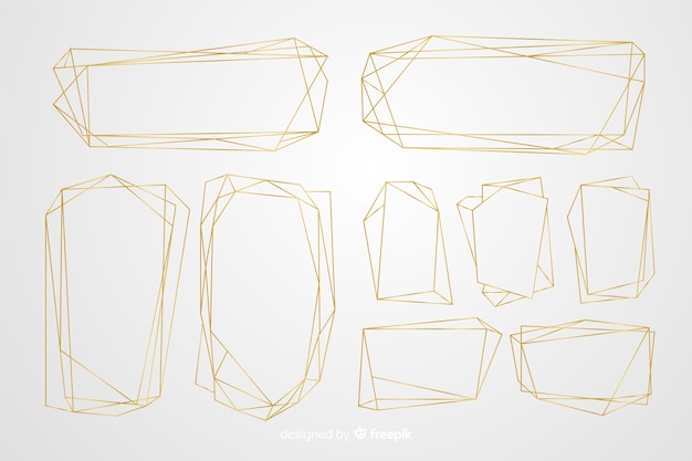 Free vector polygonal golden frame set