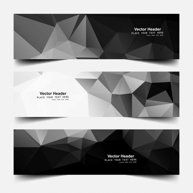 Free vector polygonal headers in black color