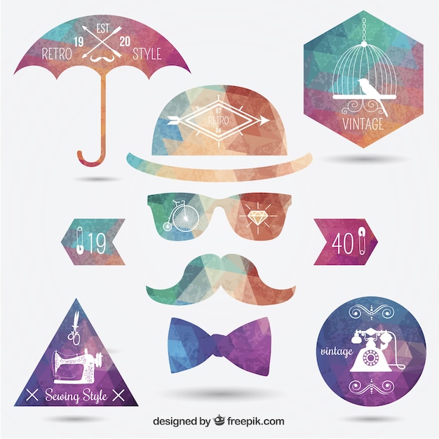 Free vector polygonal hipster insignias