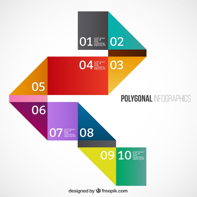 Polygonal infographic in colorful style