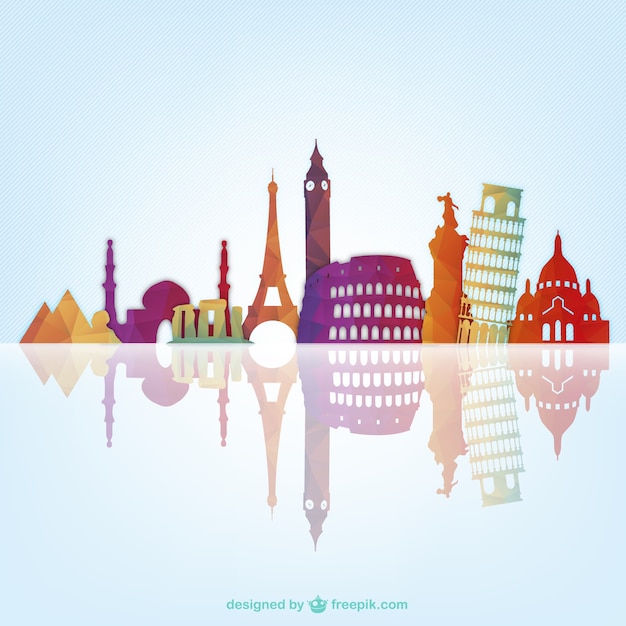 Free vector polygonal monuments background