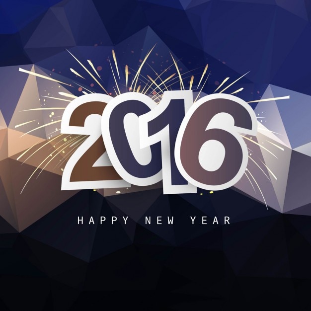 Free vector polygonal new year 2016 background