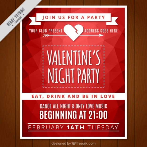 Free vector polygonal poster for valentine's day