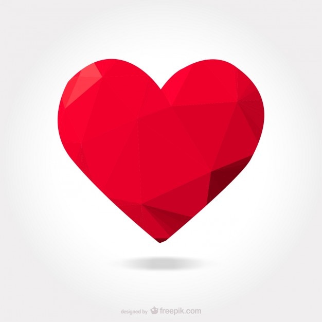 Polygonal red heart