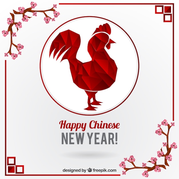 Polygonal rooster with floral decoration for chinese new year