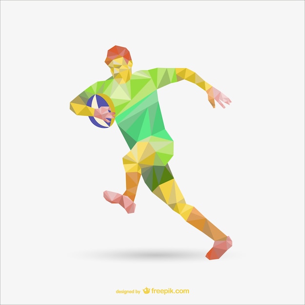 Free vector polygonal rugby player illustration