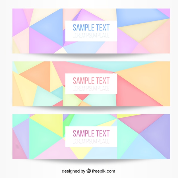 Free vector polygonal shapes banners in soft tones