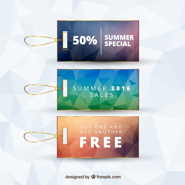 Polygonal summer sales tags