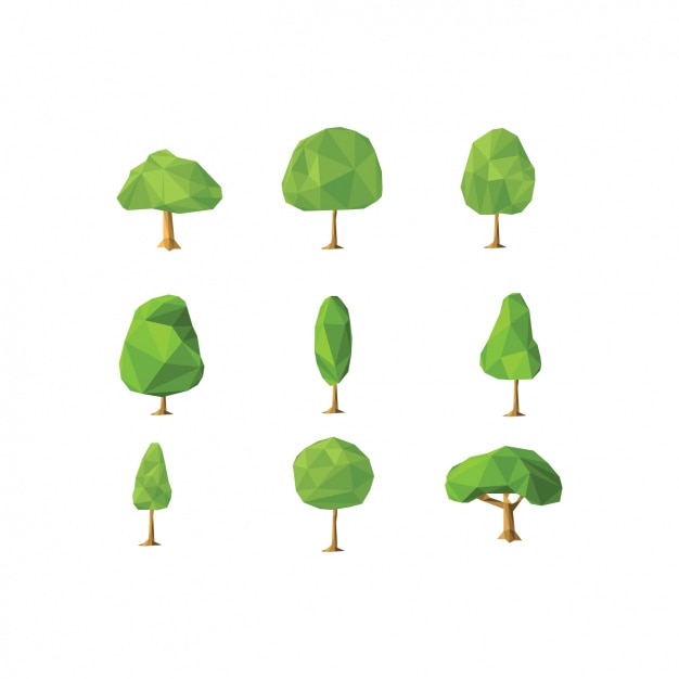 Free vector polygonal trees collection