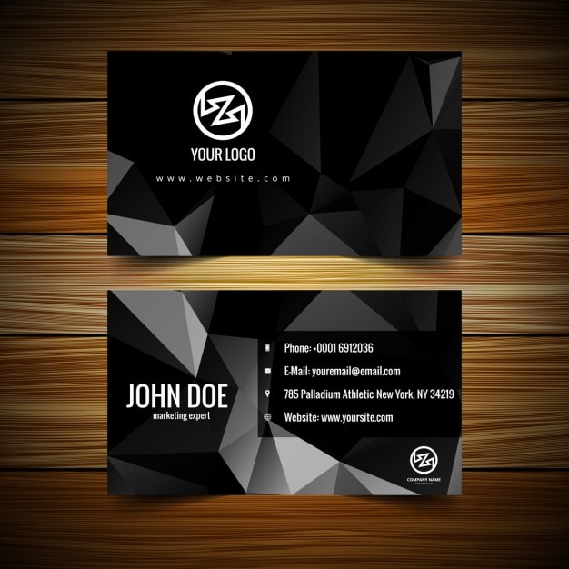 Free vector polygonal visiting card in color black