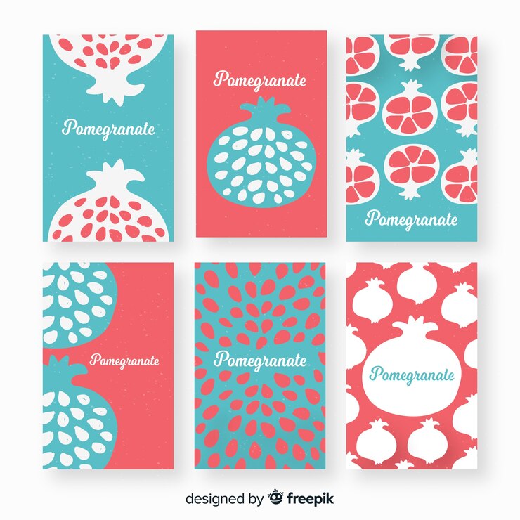 Free Vector pomegranate card collection