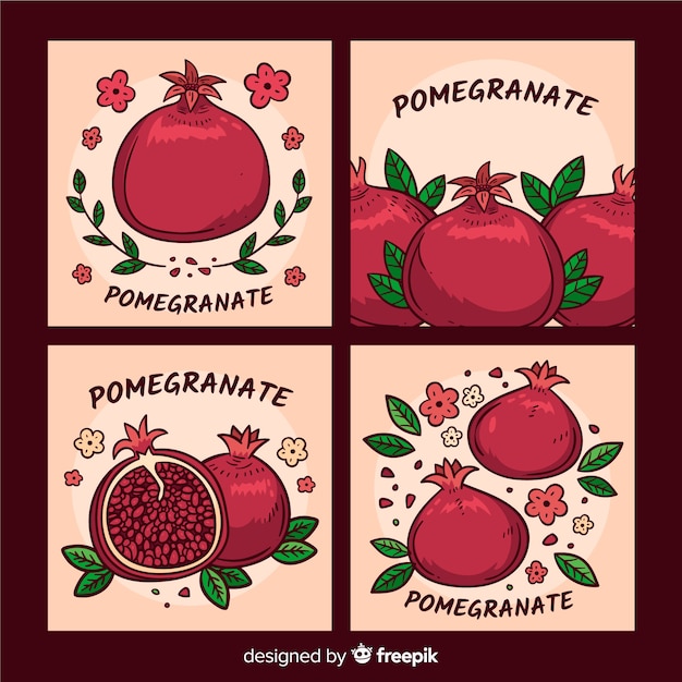 Free vector pomegranate card collection