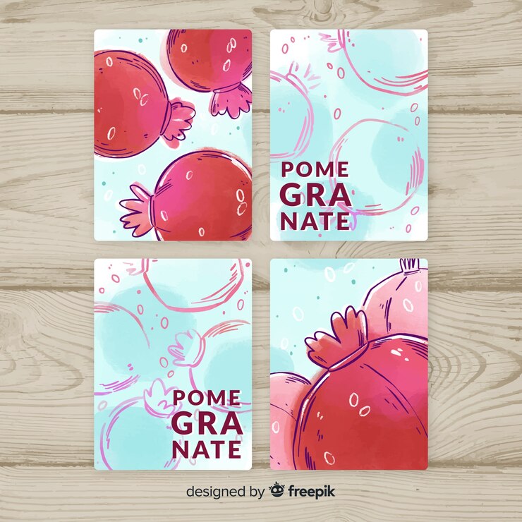 Free Vector pomegranate card collection