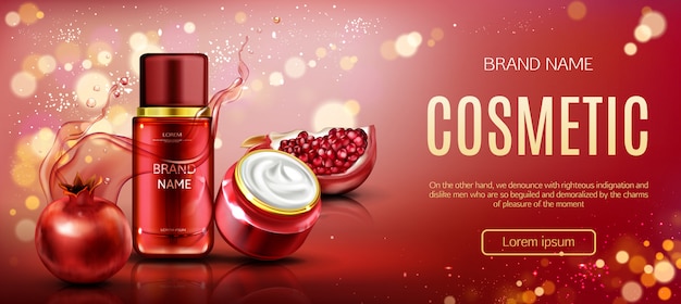 Pomegranate cosmetic bottles  beauty banner