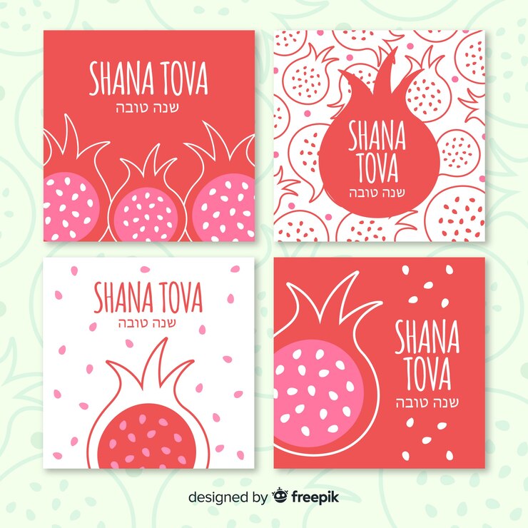 Free Vector pomegranate hand drawn cards