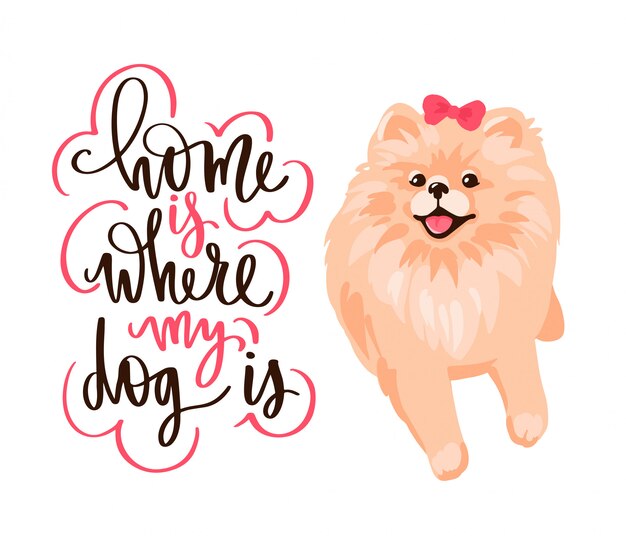 面白いフレーズのイラスト 犬についての手描きの心に強く訴える引用 プレミアムベクター