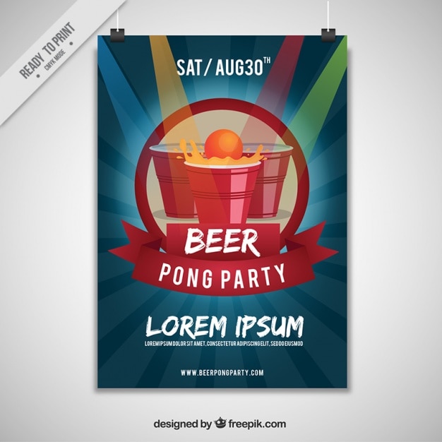 Free vector pong party poster
