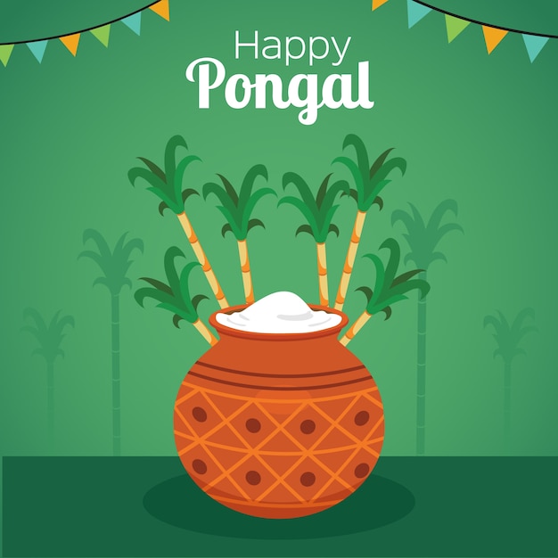 Free vector pongal green background with a plot