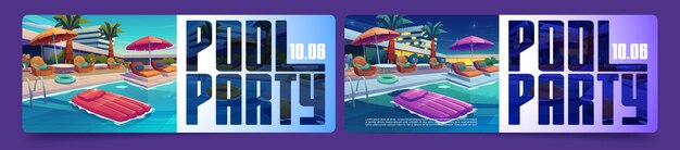 Pool party banners invitation for resort event