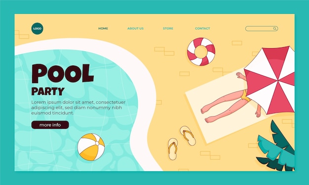 Free vector pool party entertainment  landing page