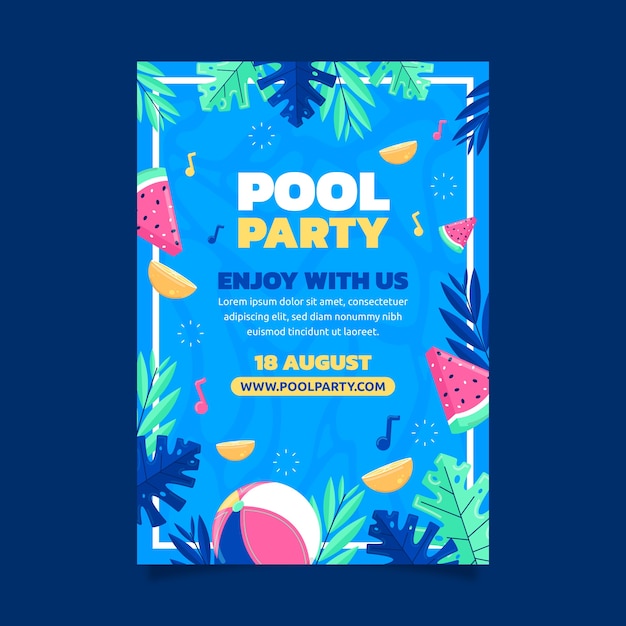 Free vector pool party entertainment poster template